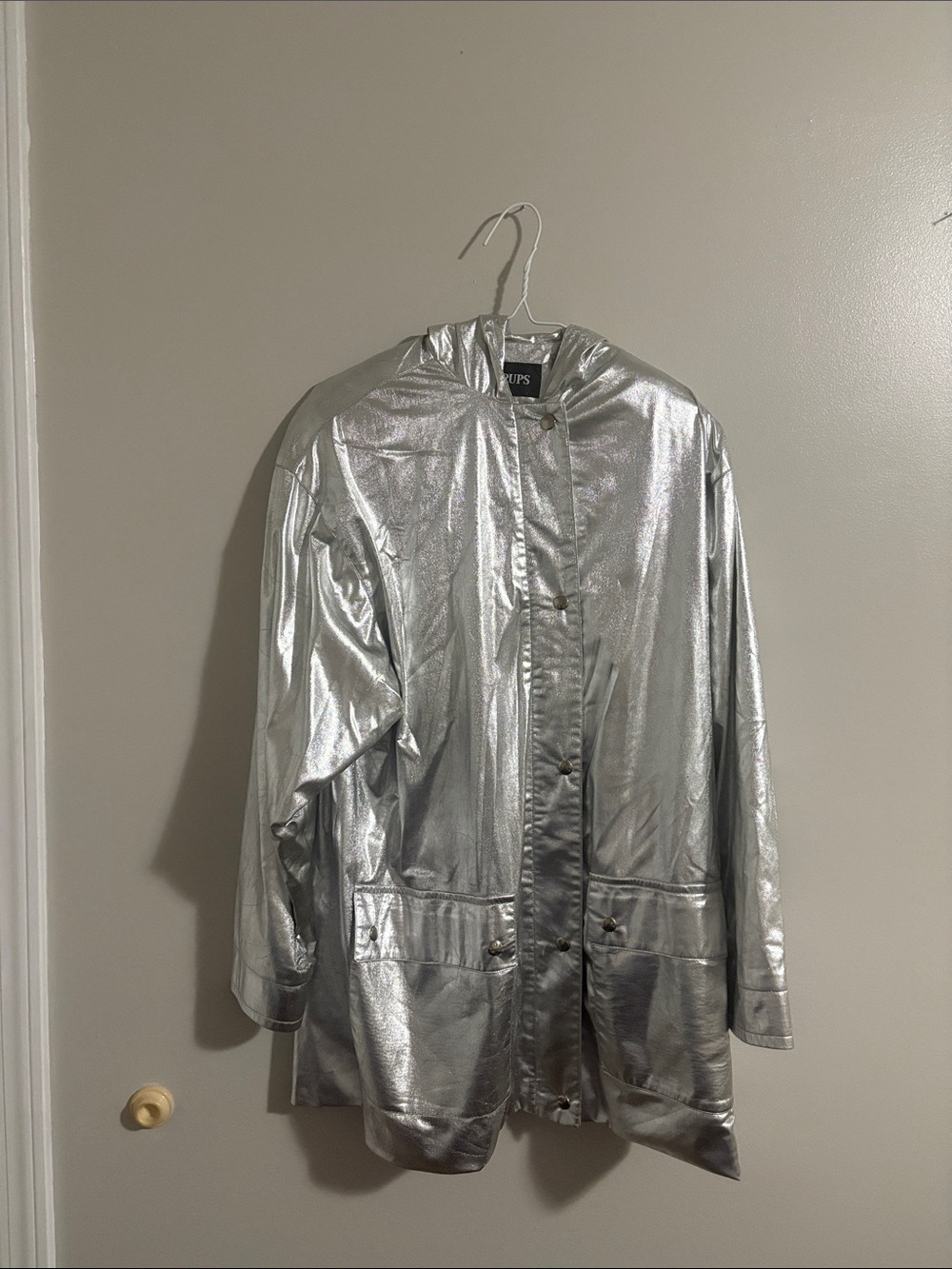 Women’s Metallic Silver Hooded Utility Jacket